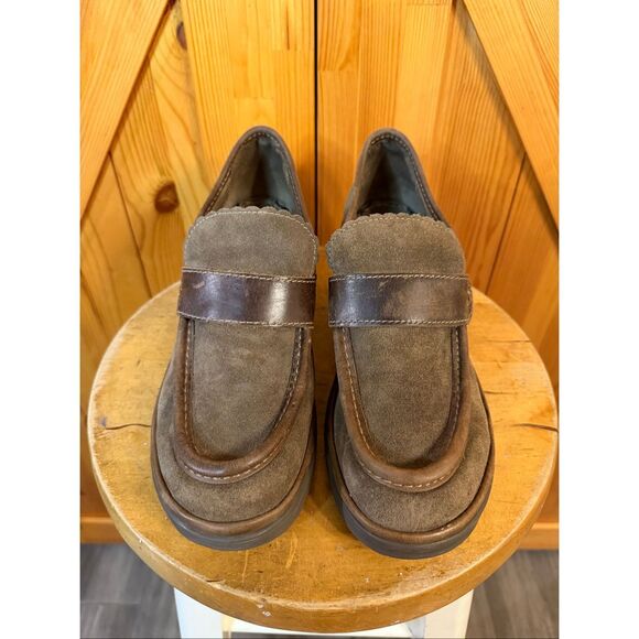 FLY London Olive Suede Loafers with Leather Trim Shoe Size EU 40 US 9-9.5 - Picture 2 of 8